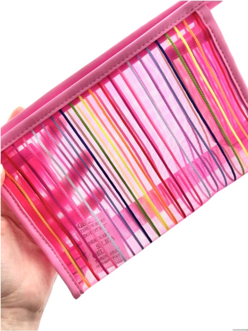 4 for 10⚡️Pink Striped Mesh Y2K Cosmetic Pouch